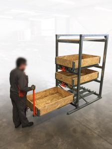 Stockeur 3P - Tiroirs STOCK3P à plateaux bois avec réhausses en bois – Ouverture 100 %