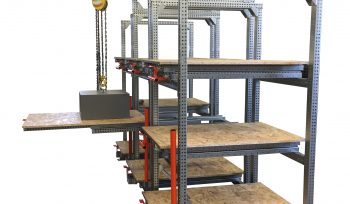 Structure porteuse STOCK3P équipée d'un portique pour l'utilisation d'un palans