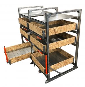 Stockeur à tiroirs avec bordure en bois